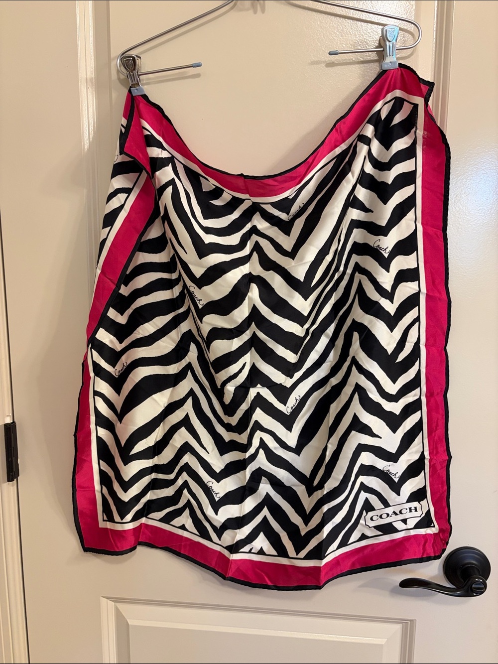 Vintage COACH Zebra Chevron Print Silk Square Scarf